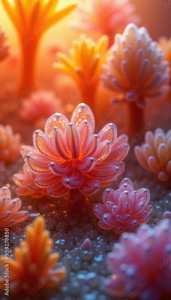 Vibrant, surreal flowers with a dreamy glow, perfect for enhancing creative projects, nature-themed designs, or wellness branding. Vibrant, surreal flowers with a dreamy glow, perfect for enhancing creative projects, nature-themed designs, or wellness branding.
