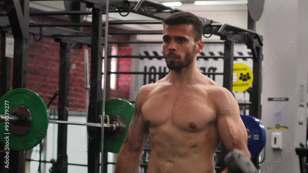 Strong man working out in the gym Strong man working out in the gym