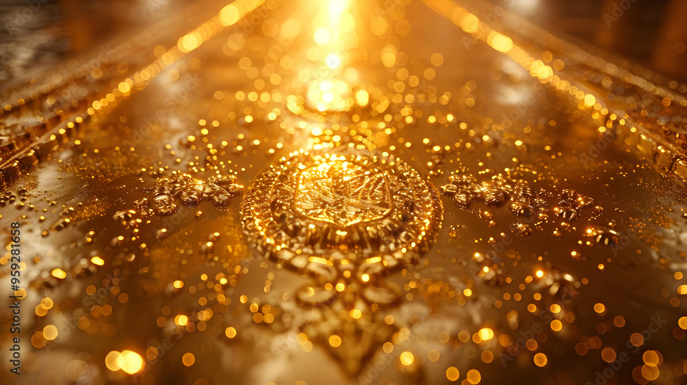 Golden Abstract Background with Bokeh Lights Golden Abstract Background with Bokeh Lights