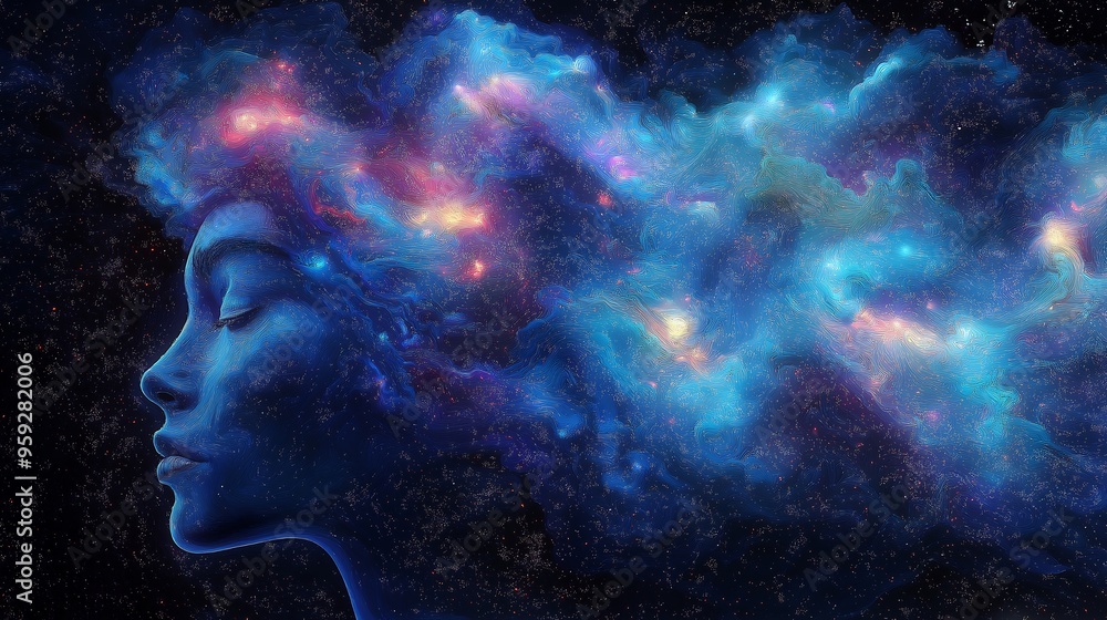 Cosmic Woman Serene Space Portrait Cosmic Woman Serene Space Portrait