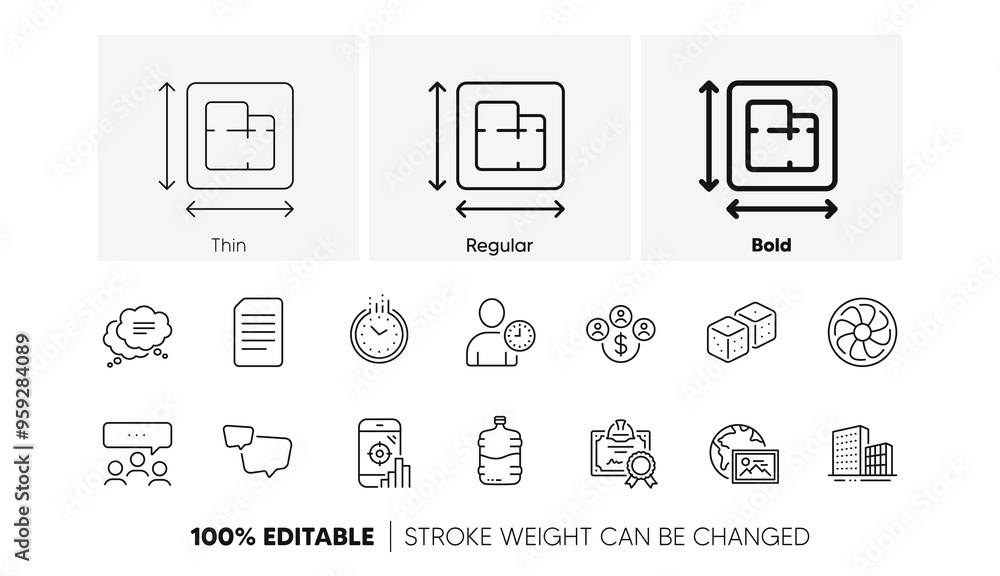 Floor plan, Time management and Cooler bottle line icons. Pack of Buying currency, Text message, Certificate icon. Dice, Time, Web photo pictogram. Speech bubble, Seo phone, Buildings. Vector Floor plan, Time management and Cooler bottle line icons. Pack of Buying currency, Text message, Certificate icon. Dice, Time, Web photo pictogram. Speech bubble, Seo phone, Buildings. Vector