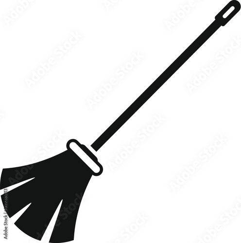 Simple icon of a cleaning broom with wooden handle and bristles for sweeping