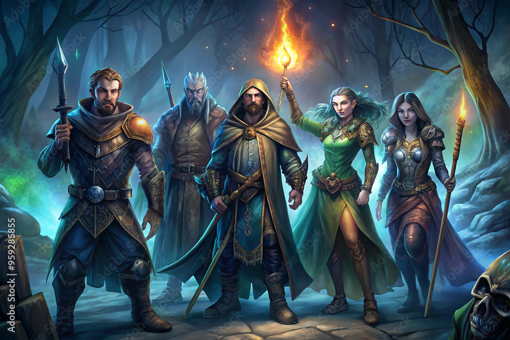 A Diverse Group of Fantasy Adventurers Embark on an Epic Quest Heroes United by Courage and Magic in a World of Mystical Challenges. A Diverse Group of Fantasy Adventurers Embark on an Epic Quest Heroes United by Courage and Magic in a World of Mystical Challenges.