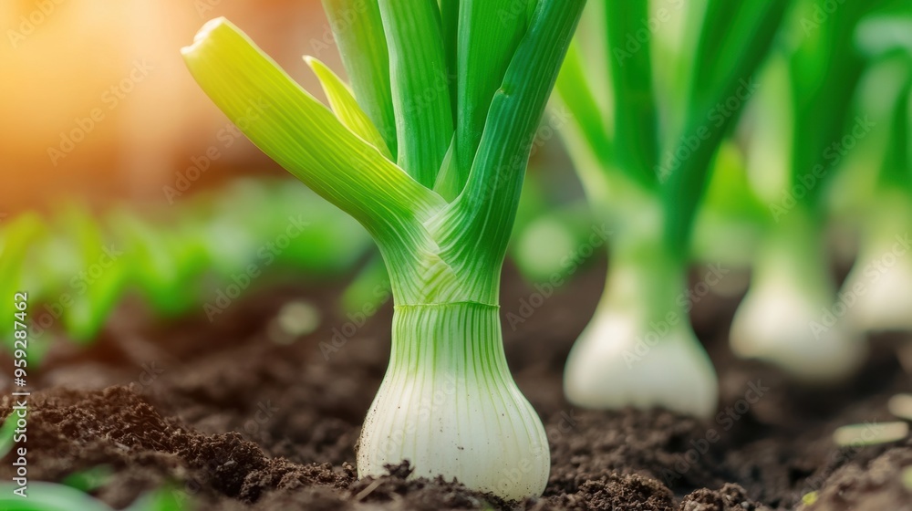 A close up of a bunch of onions growing in the ground, AI A close up of a bunch of onions growing in the ground, AI