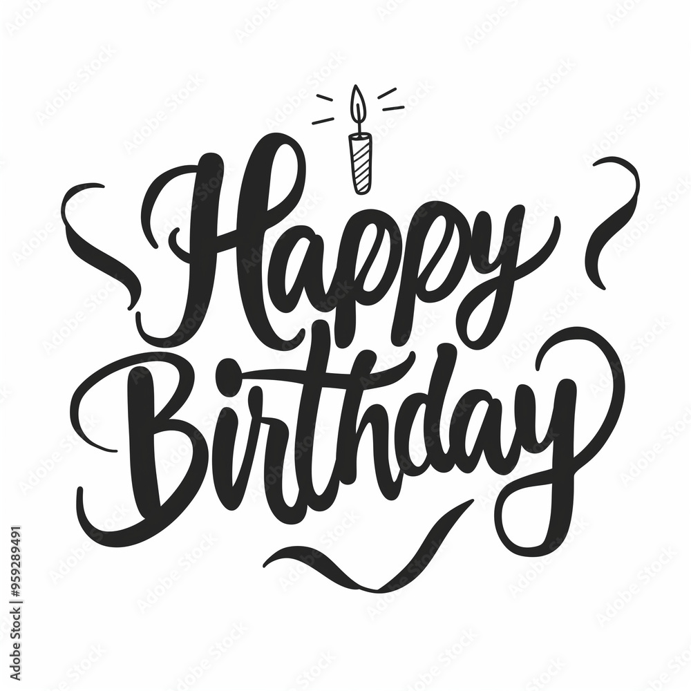 Vector style black lettering Happy Birthday Vector style black lettering Happy Birthday