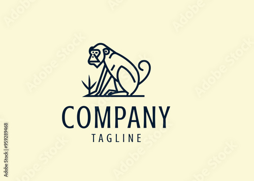Vector illustration of Baboon Logo Design