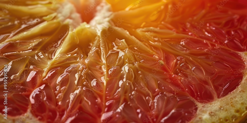 Detailed view highlighting the vivid interior of a grapefruit. Detailed view highlighting the vivid interior of a grapefruit.