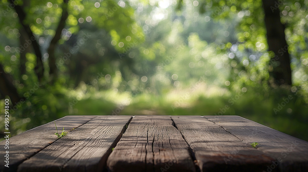 Empty table for product presentation in nature Empty table for product presentation in nature