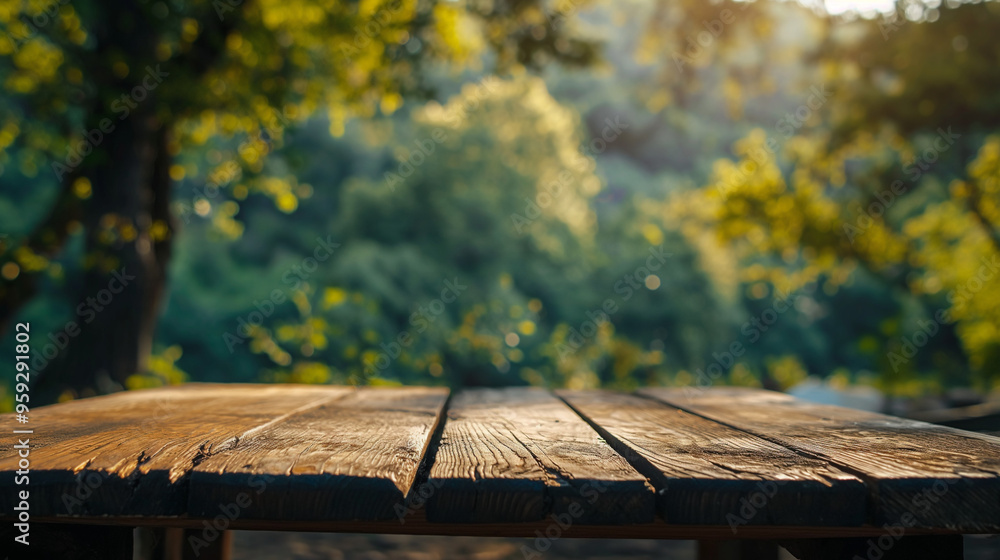 Empty table for product presentation in nature Empty table for product presentation in nature