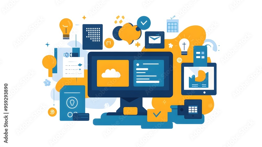 A flat design of a digital portfolio with uniform typography and image styles A flat design of a digital portfolio with uniform typography and image styles