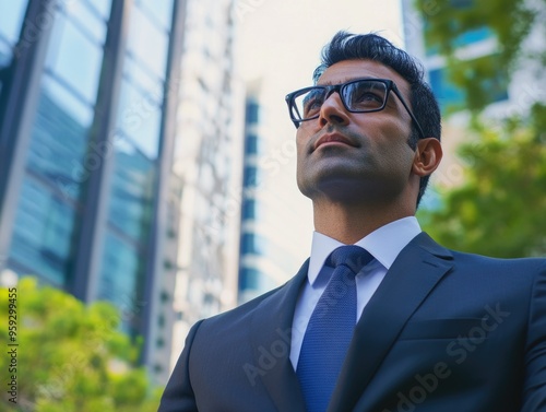 Confident Businessman in Modern Urban Setting