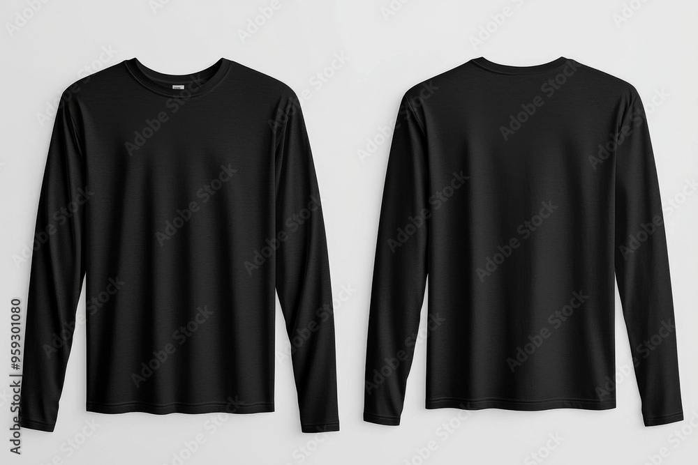 Black long sleeve tshirt mockup isolated created with Generative AI Black long sleeve tshirt mockup isolated created with Generative AI