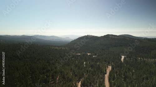 Aerial of Loup Loup State Forest in Okanogan national forest in northern Washington in summer photo