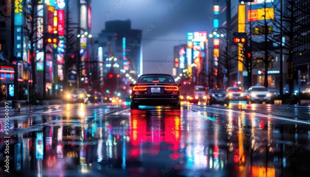Bustling city street with neon lights, vibrant and energetic, Urban, Bright colors, Photograph, Urban life Bustling city street with neon lights, vibrant and energetic, Urban, Bright colors, Photograph, Urban life