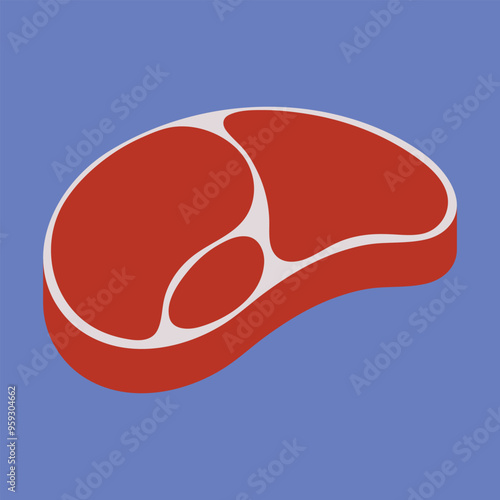 Raw Meat vector icon. raw beef meat vector illustration. Red meat  butcher cuts