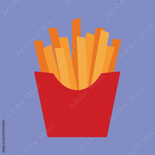 Fries vector icon. french fries icon. junk potato fries vector illustration. fried potato