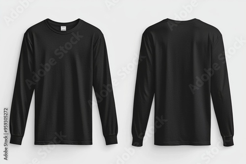 Black long sleeve tshirt mockup isolated created with Generative AI