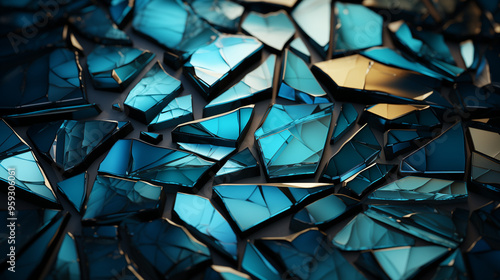 astarte.ai: Abstract Sapphire Blue Glass Fragments photo