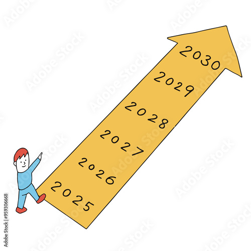 2025-2030　2025年から2030年に向かって進もうとするビジネスマン