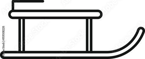 Simple line art illustration of a wooden sled standing on snow