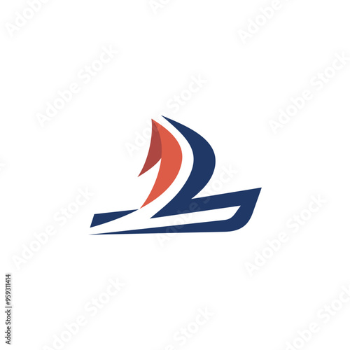 an abstract sailboat with combined with letter B, fast speed marine logo - editable vector