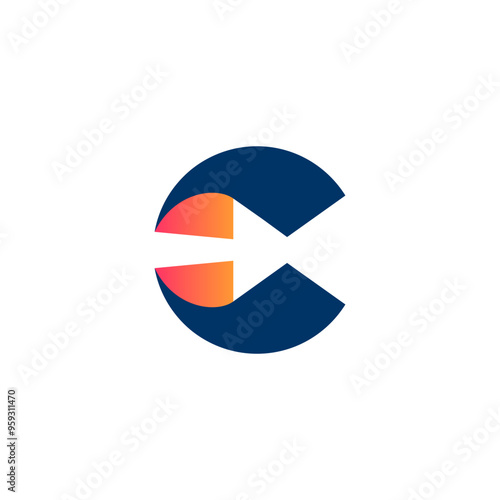 Letter C with an arrow pointing right - editable logo design vector