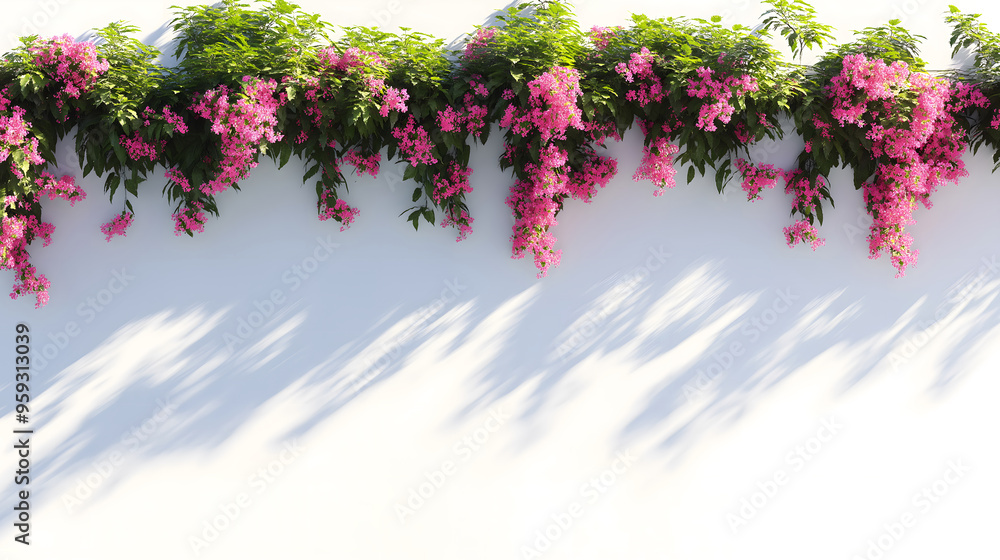 Fototapeta premium Delicate pink florals bathed in sunlight, perfect for minimalist white wallpaper and background