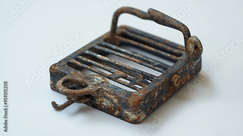 Old Cage mousetrap isolated on white background : Generative AI photo