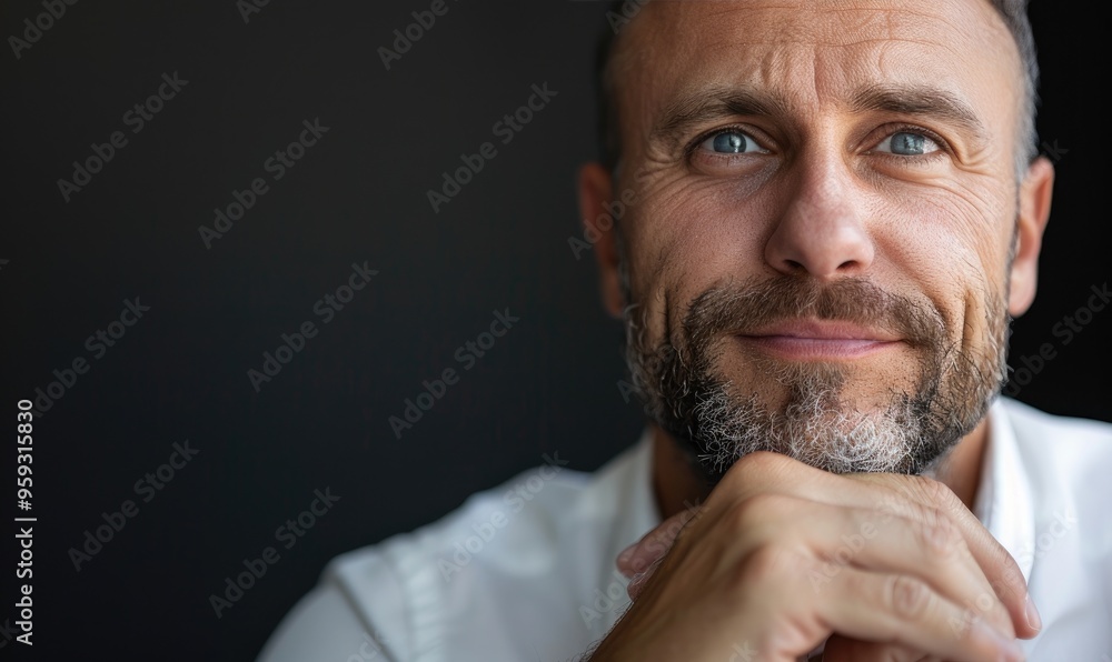 Thoughtful Man in Semi-Formal Clothing: Capturing a Doubtful and Reflective Moment Thoughtful Man in Semi-Formal Clothing: Capturing a Doubtful and Reflective Moment