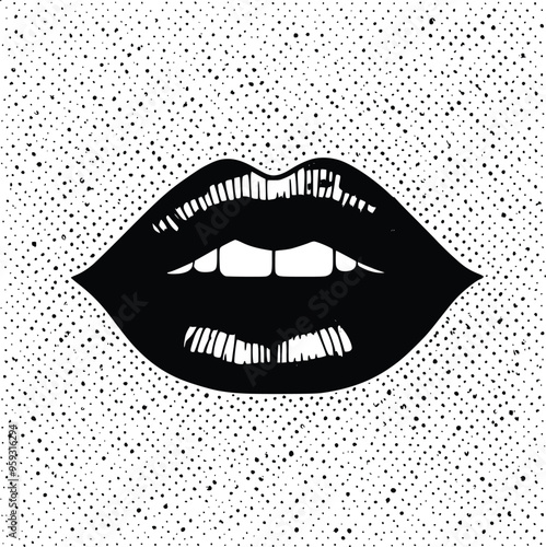 Bold Lips Print Isolated on White Background - High-Quality Vector for Design and Branding