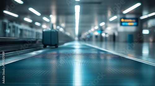 Empty airport and luggage on tape Airport baggage claim concept : Generative AI