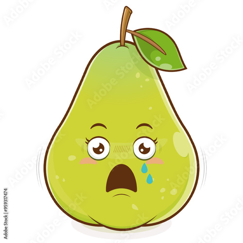 pear scared face cartoon cute