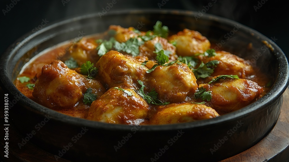 Chicken Vindaloo is a chicken in hot spicy curry Popular Indian food in the restaurant : Generative AI Chicken Vindaloo is a chicken in hot spicy curry Popular Indian food in the restaurant : Generative AI