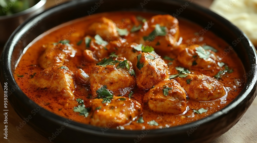 Spicy red chicken curry Goan style chicken vindaloo Butter chicken Murgh Makhani curry roast hot and spicy gravy dish Kerala Dhaba Punjab India North Indian non vegetarian Garam Masala : Generative AI Spicy red chicken curry Goan style chicken vindaloo Butter chicken Murgh Makhani curry roast hot and spicy gravy dish Kerala Dhaba Punjab India North Indian non vegetarian Garam Masala : Generative AI