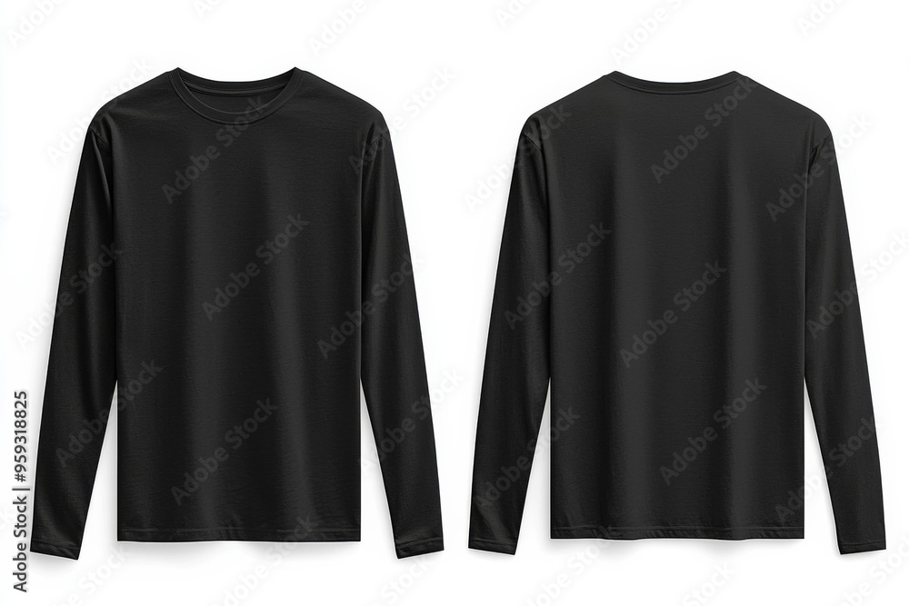 Black long sleeve tshirt mockup isolated created with Generative AI Black long sleeve tshirt mockup isolated created with Generative AI