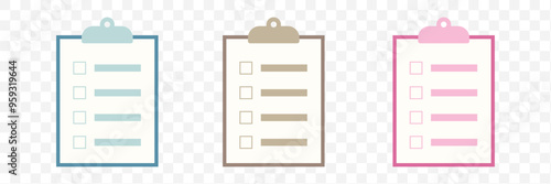 Checklist icon. Clipboard icon on Transparent background. Vector illustration. EPS 10.