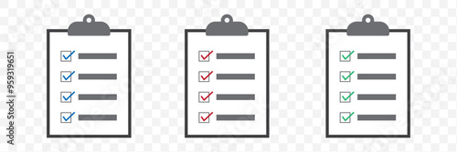 Checklist icon. Clipboard icon on Transparent background. Vector illustration. EPS 10.