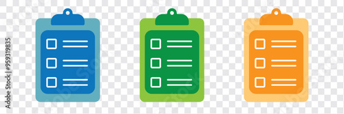 Checklist icon. Clipboard icon on Transparent background. Vector illustration. EPS 10.