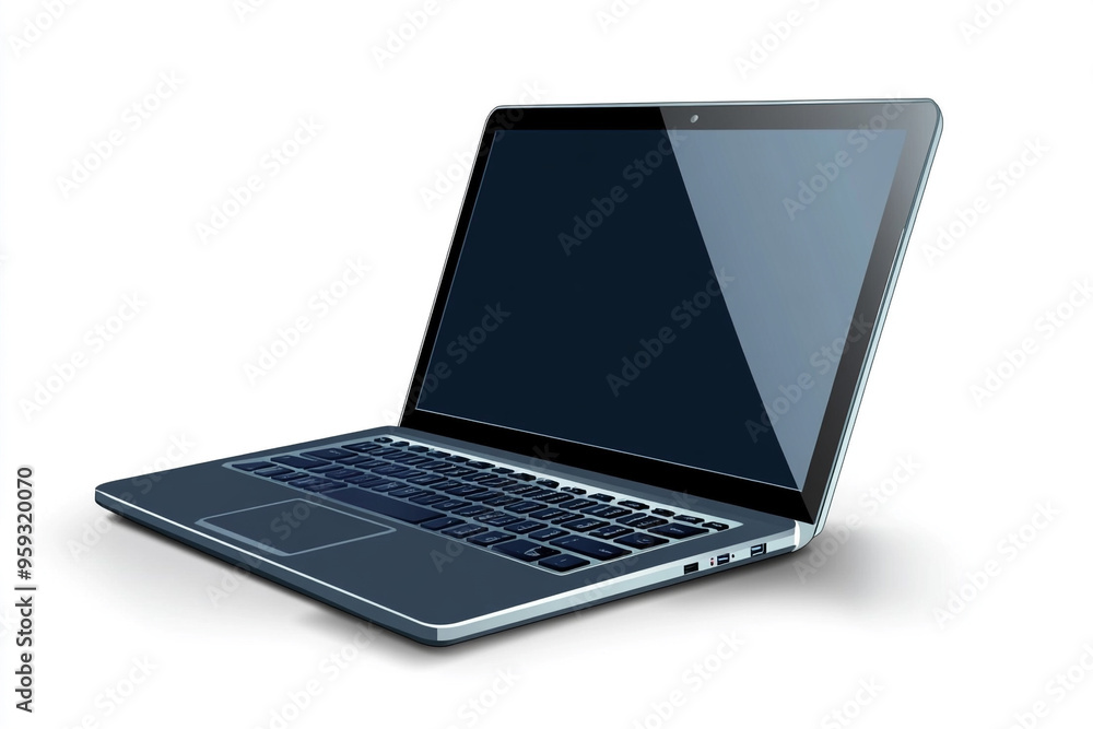 Vector Illustration of a Sleek Modern Laptop Shown from an Angle for a Contemporary and Stylish Design Vector Illustration of a Sleek Modern Laptop Shown from an Angle for a Contemporary and Stylish Design