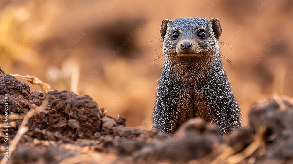 Fototapeta premium Common dwarf mongoose Lewa Conservancy North Kenya : Generative AI
