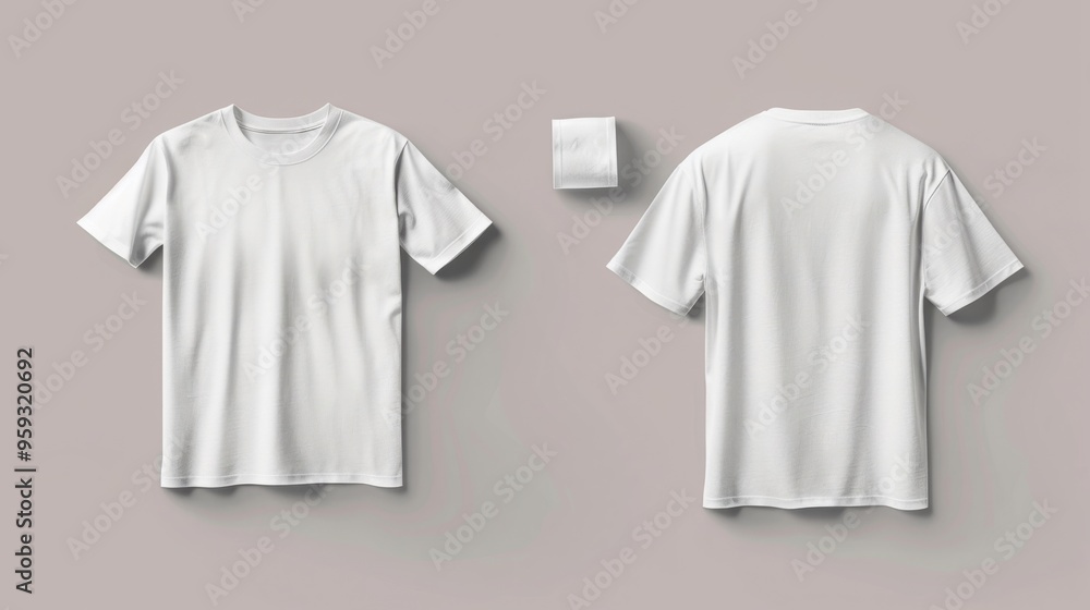 Blank T Shirt color white template front and back view on white background Blank T Shirt color white template front and back view on white background