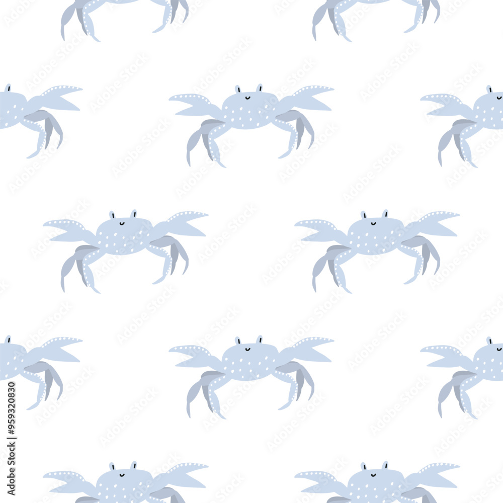 Naklejka premium cute crabs seamless pattern. Design of children's products, wrapping paper, children's wallpaper. Vector illustration.