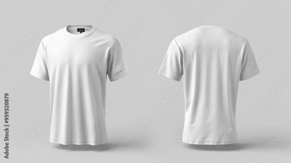 Blank white t-shirt template. Front and back views. Vector illustration Blank white t-shirt template. Front and back views. Vector illustration