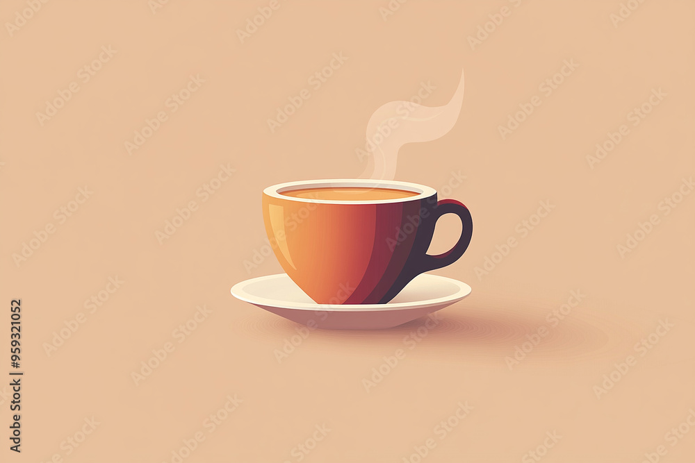 Vector Illustration of a Hot Coffee Cup on a Plain Color Background Vector Illustration of a Hot Coffee Cup on a Plain Color Background