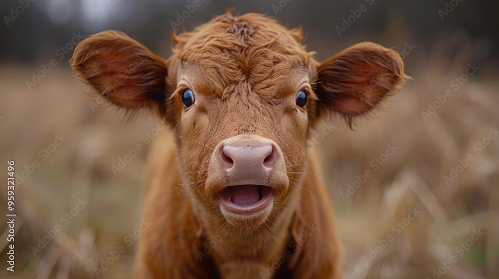 Joyful Young Calf Sticking Out Its Tongue Joyful Young Calf Sticking Out Its Tongue
