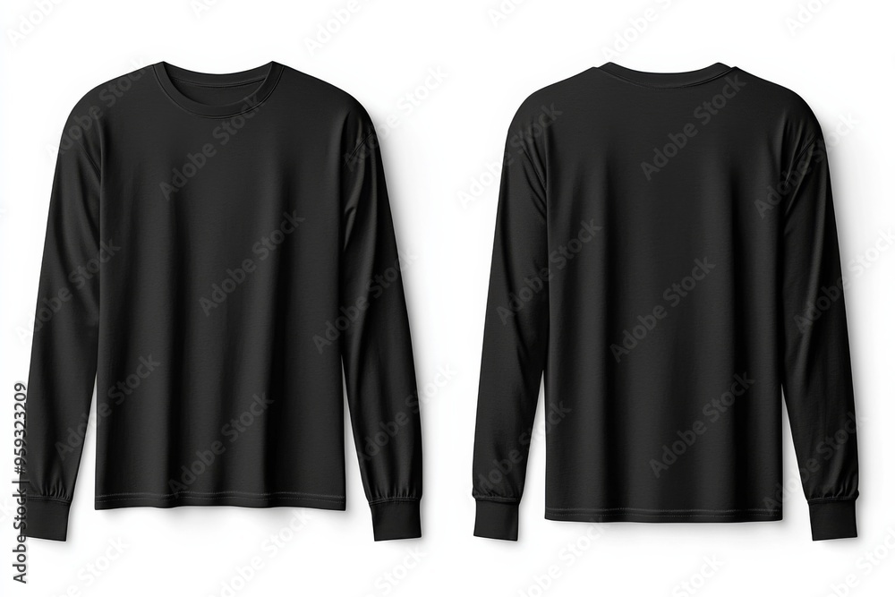 Black long sleeve tshirt mockup isolated created with Generative AI Black long sleeve tshirt mockup isolated created with Generative AI