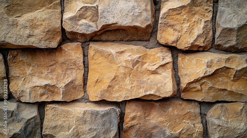 Sandstone bricks rustic wall background : Generative AI Sandstone bricks rustic wall background : Generative AI