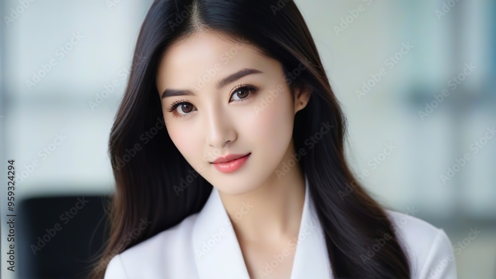 Successful Female Leader Standing in Corporate Environment Successful Female Leader Standing in Corporate Environment
