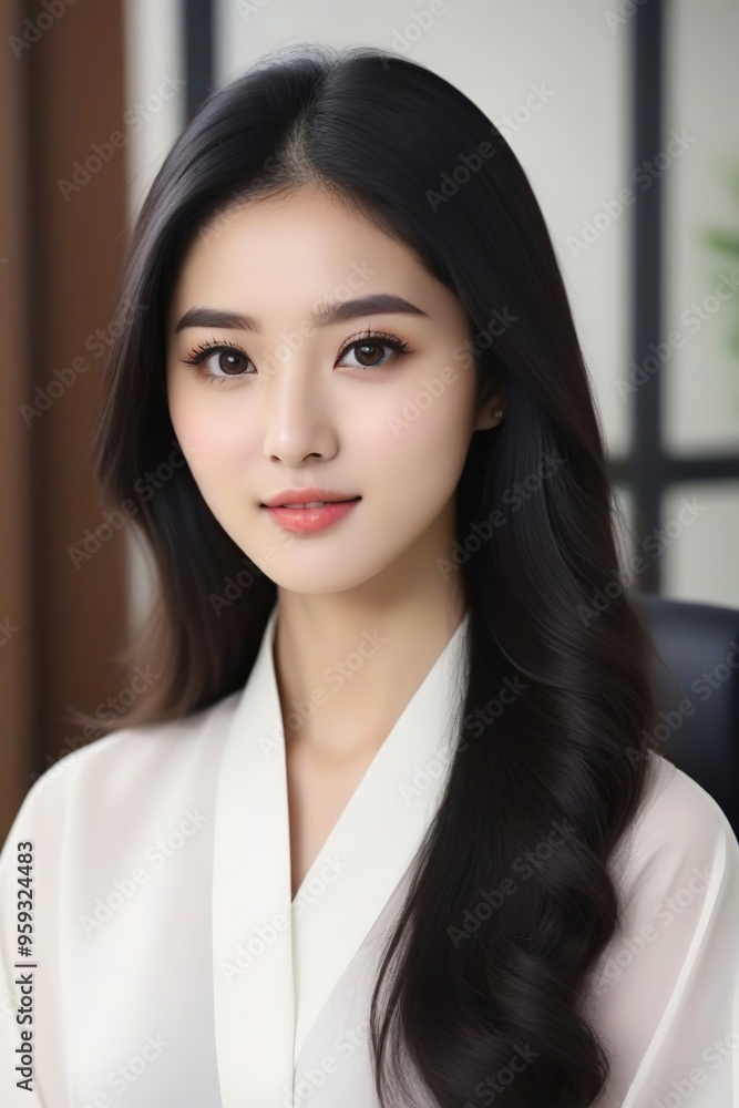 Successful Female Leader Standing in Corporate Environment Successful Female Leader Standing in Corporate Environment