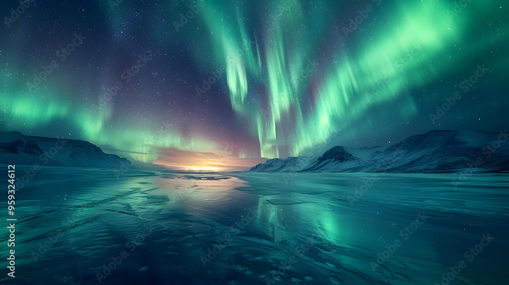 custom made wallpaper toronto digitalAurora Borealis Over a Frozen Lake - Photo